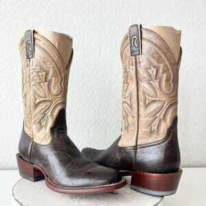 Rod Patrick Mens Cowboy Boots 10AA Antique Mocha Bison Brown Western Blunt Toe
